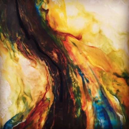 SUNY Orange showcasing abstract exhibit through October "Fissure VIII," encaustic on wood with mixed media by Carol Flaitz