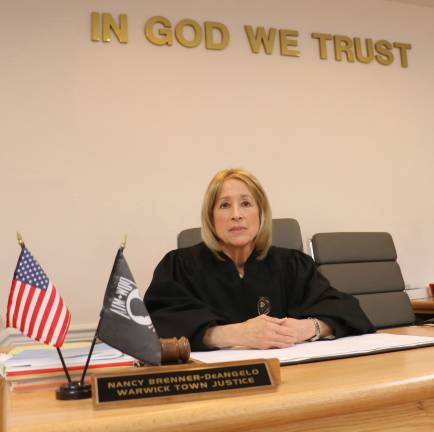 Town of Warwick Justice Nancy DeAngelo celebrates 20 years on the bench Photo by Roger Gavan This year Town of Warwick Justice Nancy DeAngelo celebrates 20 years on the bench.