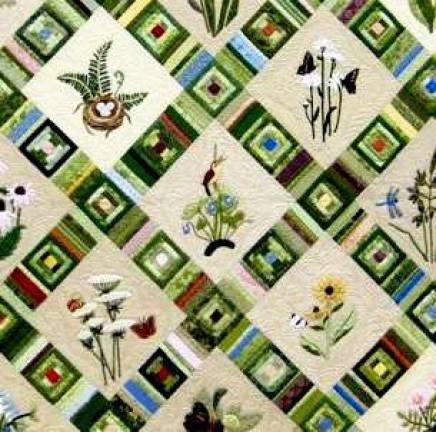 Quilters Guild hosts biennial show this Saturday and Sunday This image shows a detail of ìOnce Upon a Meadow,î the quilt designed by Bonnie Seufert that will be raffled off at the Warwick Valley Quilterís Guild show this weekend.