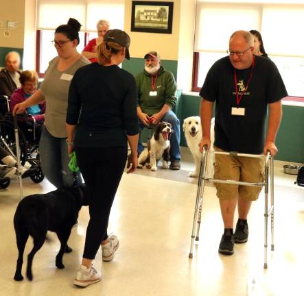 'If there are no dogs in Heaven, then when I die I want to go where they went' Provided photosAs residents looked on, qualified evaluators and their assistants from The Bright and Beautiful Therapy Dogs, Inc. put the dogs through the paces to make sure they gave a wide birth to crutches, walkers and plates of food.