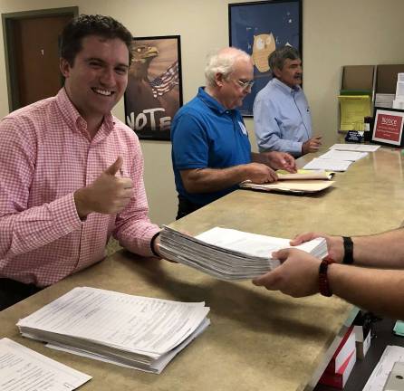 Skoufis submits 5,000 signatures for November ballot Provided photo Assemblyman and State Senate candidate James Skoufis (D-Woodbury) submitted petitions totaling about 5,000 signatures last week to appear on five lines on the ballot: the Democratic, Independence, Working Families, Women’s Equality and Reform parties.