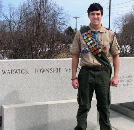 Eagle Scout Kyle Sarbak builds six new tables for Veterans Memorial Park This past fall Kyle Sarbak completed his Eagle Scout project for Warwick Troop 45 which consisted of designing, planning, fund raising (more than $1,500) and building six eight-foot tables to be placed in Memorial Park in the Village of Warwick.