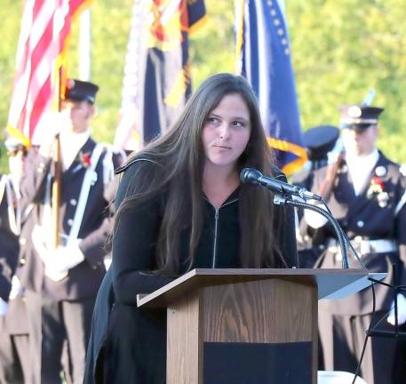 Amy Sweetman described her task of designing a monument around the I beam from the “Phoenix” of the World Trade Center as “overwhelmingly emotional.” Photo by Roger Gavan.