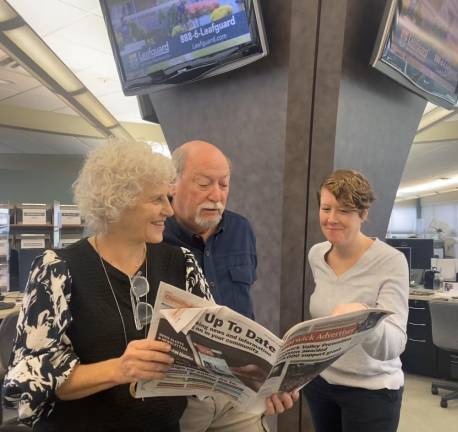 Local journalist Lisa Reider returns as managing editor of The Warwick Advertiser Publisher Jeanne Straus, Editor-at-Large Bob Quinn, and Managing Editor Lisa Reider.