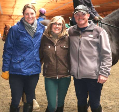 Raven Hill Farms hosts Mounted Police clinic From left, Mary Elena Moran, Deirdre Hamling and Ric Sutton.