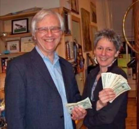 Become a patron of the arts Eric Stein and Barbara Smith-Gioia, pictured, with the SPARK money they won in March 2011.