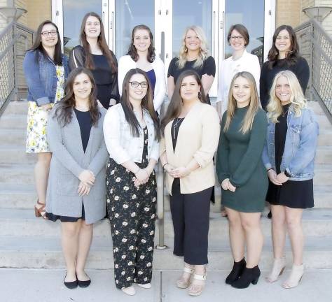 Misericordia University recognized the 16th graduating class from the Diagnostic Medical Sonography Certificate Program and the third graduate class from the Bachelor of Science degree program during the annual Sonography Recognition Ceremony. Students who participated in the special program, first row from left, are Amanda Kline, Selinsgrove, Pa.; Gabriella Pane, Sugarloaf, Pa.; April Calvey, Throop, Pa.; Madison Miller, Mifflinburg, Pa., and Victoria Schmidt, Bethleham, Pa.; second row, Morgan Puzio, Saylorsburg, Pa.; Elizabeth Drumm, Bloomsburg, Pa.; Maria Debold, Warwick, N.Y.; Makenzie Belish, Shickshinny, Pa.; Meghan Austin, Dunmore, Pa., and Allyson Dziwis, York, Pa.