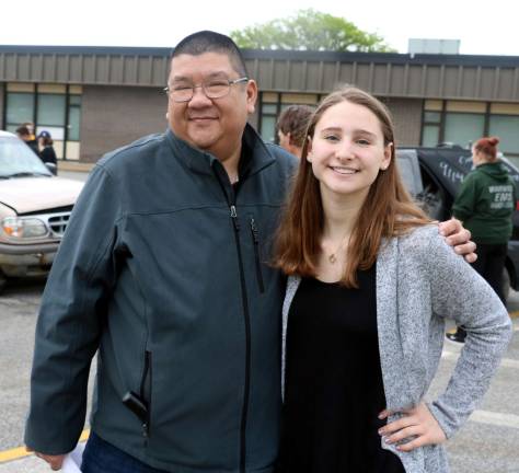 'This is not entertainment' SADD Advisor Raymond Mark with SAAD President and Mock Crash organizer Emma Davis, a graduating senior.