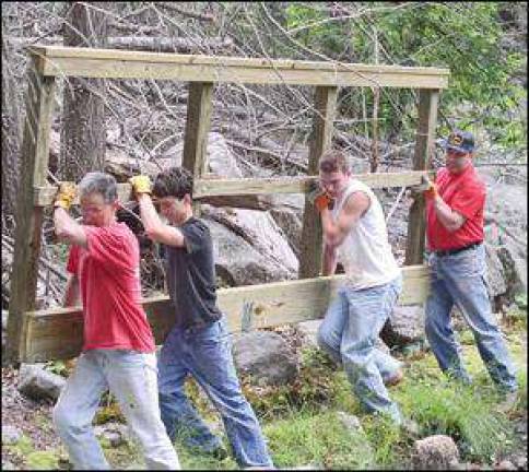 Troop 45 builds a new bridge on Fire Tower Trail in Sterling Forest Troop 45 builds a new bridge on Fire Tower Trail in Sterling Forest