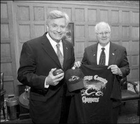 Sen. Larkin makes good on his M-W football game bet Sen. Larkin makes good on his M-W football game bet