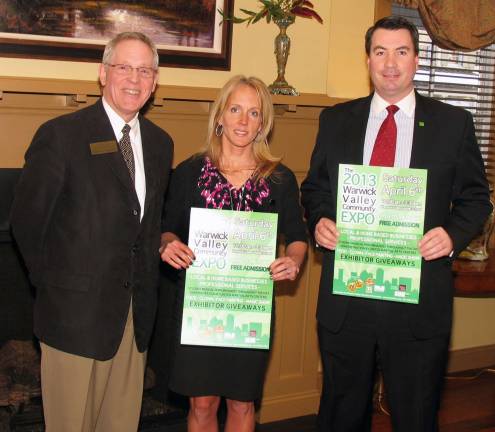 Warwick Community EXPO 2013 opens next Saturday at the Middle School Photo by Roger Gavan Sponsors and vendors attended a pre-EXPO mixer at the Warwick Grove ClubHouse. Associate sponsors for this year are Alteva (formerly WVT Communications) and TD Bank From left, Michael Johndrow, executive director of the Warwick Valley Chamber of Commerce; Jean Beattie, Alteva marketing director; and David Moroney, TD Bank financial services representative.