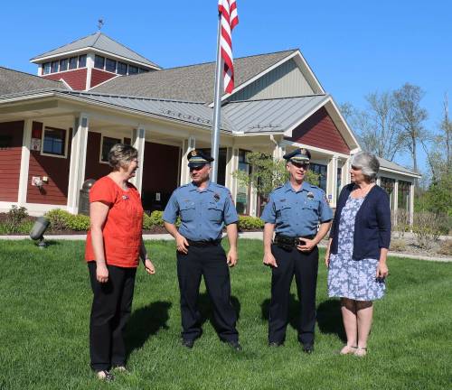 Warwick Police to hold next Coffee with a Cop at Albert Wisner Library Photo by Roger GavanWarwick Police Chief Tom McGovern Jr. (right) and Lt. John Rader discuss plans for the June 4 "Coffee with a Cop" with Library Director Rosemary Cooper (right) and Circulation Manager Lenore Paulik.