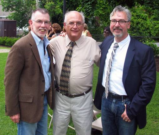 Ceremony celebrates 10th anniversary of Railroad Green Park From left, Town of Warwick Supervisor Michael Sweeton, former Village of Warwick Mayor Anthony Portelli and Mayor Michael Newhard. It was under Portelli's administration that the village obtained the property.