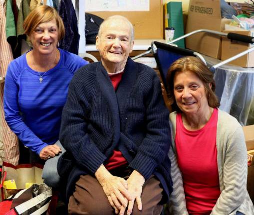 Giving thanks in Warwick Organizers, from left: Thanksgiving and Christmas basket distribution Chair Marge Koopman, former Food Pantry director and now volunteer Michelle Carter and volunteer Theresa Mandracchia.