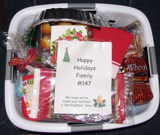 250 Christmas food baskets delivered A typical Christmas basket.