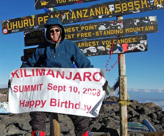 Arthur Baxter shares his ‘Splendid Adventure’ Arthur Baxter of Warwick at the summit of Kilimanjaro. He will discuss what he calls his ìsplendid adventureî at the Albert Wisner Public Library on Thursday, July 11, at 6:30 p.m.