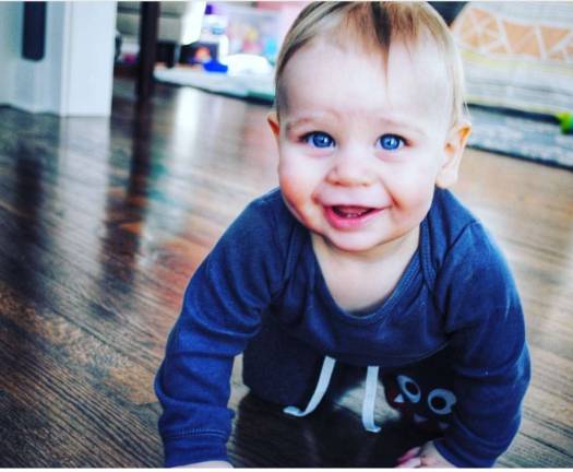 One Lucky Leprechaun Our cute grandson playing at our house. He is always on the go but stops to hug us. Photo courtesy of Jody.