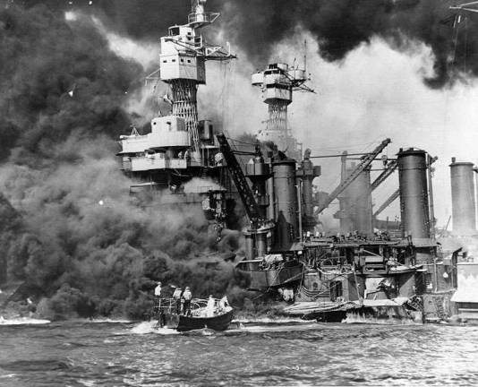 'December 7th, 1941 - a date which will live in infamy' Source: National ArchivesRescuing survivors near the USS West Virginia after the attack on Pearl Harbor, December 7, 1941.