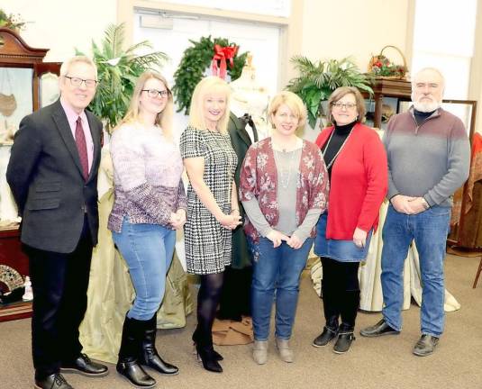 Assembled at the Warwick Historical Society’s A.W. Buckbee Center to formalize plans for the Jan. 22 Warwick Valley Chamber of Commerce Business Mixer are, from left, Executive Director Michael Johndrow, Chamber Marketing Manager Bea Arner, Programs Chair Janine Dethmers, Warwick Historical Society Executive Director Nora Gurvich, Society Office Manager Lisa Ryan and chamber past President John Redman.