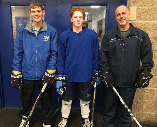 Photo Credit: WIHC Board Assistant JV Coach Chris Rohe, Jack Vander Plaat and JV Head Coach Chris Deftereos.
