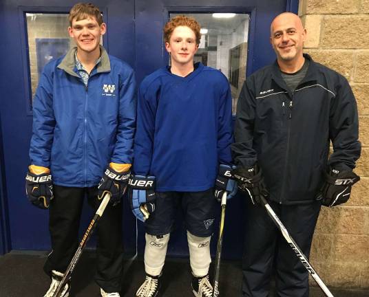 Photo Credit: WIHC Board Assistant JV Coach Chris Rohe, Jack Vander Plaat and JV Head Coach Chris Deftereos.