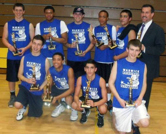 Huskies win Warwick Teen Basketball league championship Members of the Huskies, champions of the Warwick Teen Basketball League, are, from left to right beginning in the front row: Joe Grushko, Victor Sanchez, Omar Arrieta and Chris Dembec; and top row from left: Hunter Dolshun, Aaron Smith, Mike Mione, Kelvin Bowman, Tyler Rodriquez and Coach Barry Mione. Missing from photo Charlie Todd and Coach Chuck Todd.