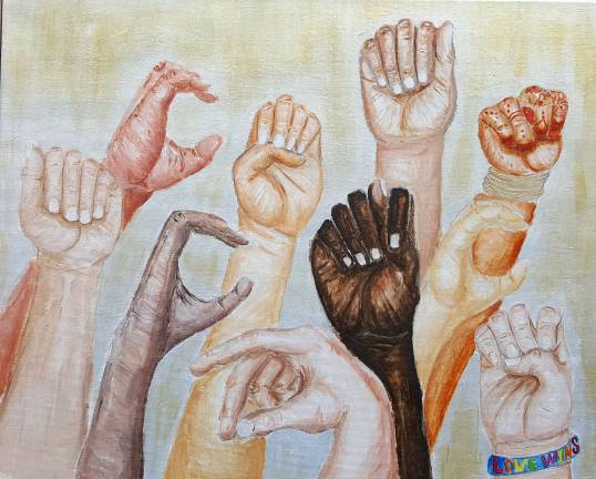 'An Artist’s Response to Human Rights' "Acceptance," a drawing by Fiona Shackleton, Newburgh Free Academy.
