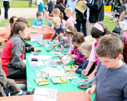 Children were invited to make their own bookmarks.