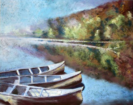 Goshen artist presenting watercolor demonstration at SUNY Orange :"Waiting Canoes" by Linda Barboni