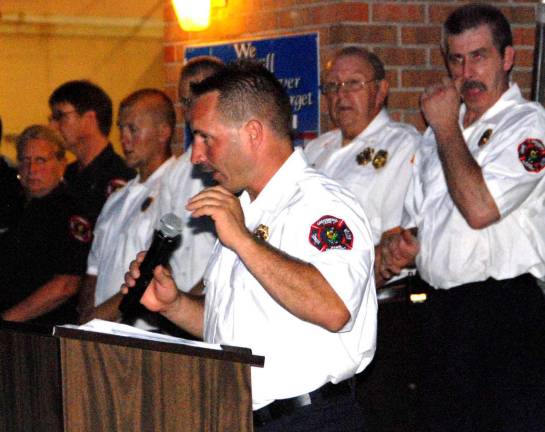 Greenwood Lake observes Sept. 11 In his remarks during the Sept.11 commemoration, Greewood Lake Fire Chief John Rader read the names of fire department men who have served in the armed forces.