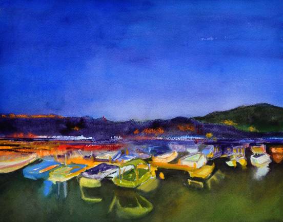 SUNY Orange to host exhibit for non-traditional painter This gouache with pastel on paper by Kate Ferriter is named "Marina During Blue Moon.