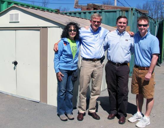 Wadeson Home Center and Kuiken Brothers contribute shed and platform to Warwick Valley Humane Society Photo by Roger Gavan From left, Suzyn Barron, president of the Warwick Valley Humane Society; volunteer Roy Dieterle, Michael Kuiken of Kuiken Brothers Lumber, and Craig Wadeson of Wadeson Home Center.