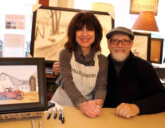 Acclaimed folk-artist returns to Warwick with eighth annual Trunk Show Photo by Roger Gavan Acclaimed folk-artist Billy Jacobs poses with Frazzleberries’ founder Marybeth Schlichting, herself a self-taught folk artist and painter.