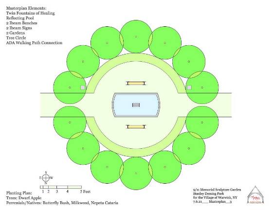 The 9/11 Memorial Sculpture Garden at Stanley Deming Park will feature a reflecting pool, benches and landscaping.