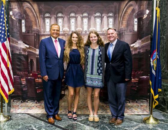 Sen. John J. Bonacic honors exceptional S.S. Seward students Photo provided by Conor Gillis Pictured from left to right are: state Sen. John J. Bonacic, S.S. Seward salutatorian Katherine Mazur, valedictorian Rachel Behrent and S.S. Seward Principal Michael Rheaume.