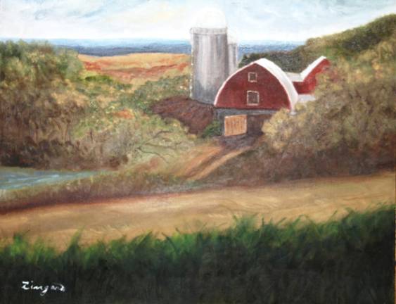 Elva Zingaro, Red Barn (oils)