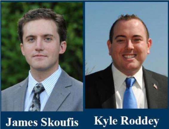 Roddey and Skoufis to hold Q&A Democrat James Skoufis, of Woodbury, and Republican Kyle Roddey, of Goshen, are candidates for New York's 99th District Assembly seat. (Images courtesy the Goshen Chamber of Commerce)