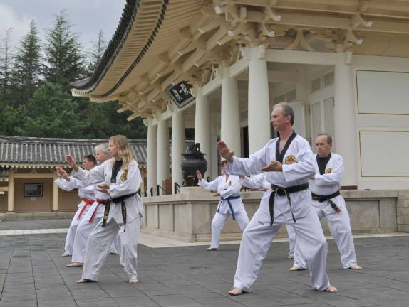 Photo provided Chosun Taekwondo Academy students at Tong Il Jeon Shrine in South Korea.