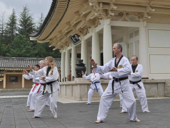 Chosun Taekwondo Academy to shoot documentary in South Korea Photo provided Chosun Taekwondo Academy students at Tong Il Jeon Shrine in South Korea.