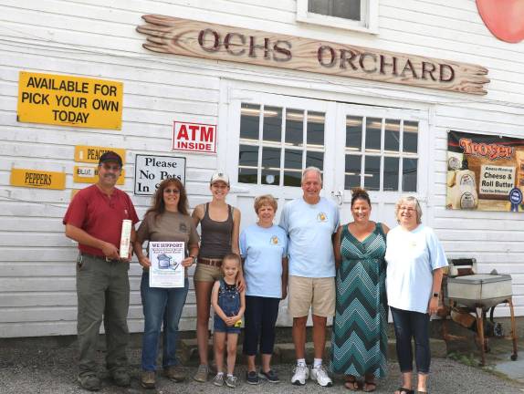 Warwick Town Board names August as Backpack Snack Attack Back-to-School Month Photo by Roger Gavan From left, Alan Ochs, his sister Janice Williams and her daughter Amy and granddaughter Tessa D'Esopo, 4; Backpack Snack Attack volunteers: President Shirley Puett, Len Singer, Jenna Price and Mary Schweitzer.