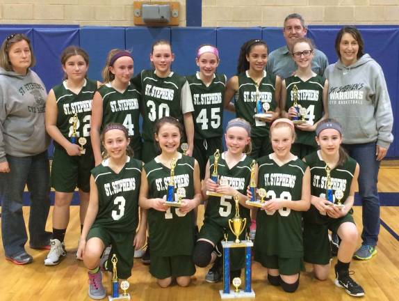 St. Stephen’s Sixth Grade Girls CYO basketball team's season ends Photo provided by Kerry Danaher The St. Stephen's Sixth Grade Girls CYO basketball team just completed another successful season: Standing are: Kathryn Welling, Brigid Danaher, Megan Desrats, Marni Jones, Paige Girardi, Skylar Blanton, Fiona Egan, Dave Evans and Coach Deb Girardi; and kneeling are: Brooke Sullivan, Courtney Evans, Kiera Larney, Maggie Nelsen and Madison Leale.