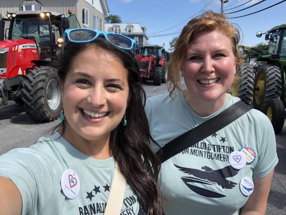 Sylvie Rainaldi, left, and Karina Tipton, members of the grassroots group Residents Protecting Montgomery, met sitting at the back of increasingly rowdy town meetings. After independently deciding to run for town council, they ended up running together. The bid was unsuccessful, but the friendship that came out of it is going strong. “If there’s a town event, she’s my date. She’s my default date to kind of get out and see what’s going on,” said Rainaldi.