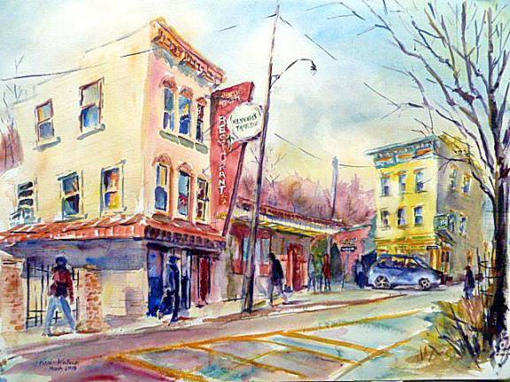 Caribbean Restaurants, Albany, watercolor by Kevin Kuhne