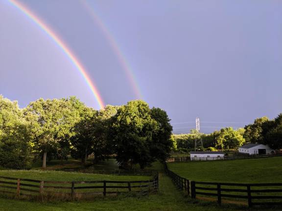Doubly beautiful Mandes Kates took these photos early Thursday evening from his backyard on Four Corners Road in Warwick.