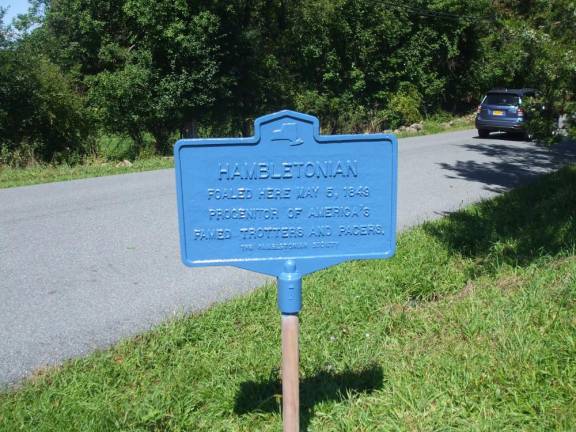 The Hambletonian marker freshly refurbished and painted, just waiting for the final lettering work.