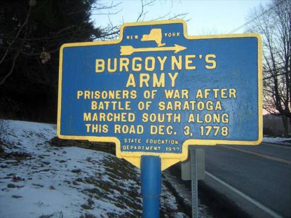 British Army prisoner of war march to be commemorated Dec. 3 Courtesy photo Burgoyne's Army Marker is located on Route 94 north of Locust Street, near the Welcome to Warwick sign.
