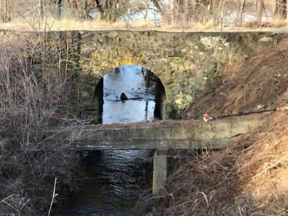 Eighteenth Century Warwick landmark cleaned The clearing halfway finished with the stonework once again visible. The bridge was built in the 1790s.