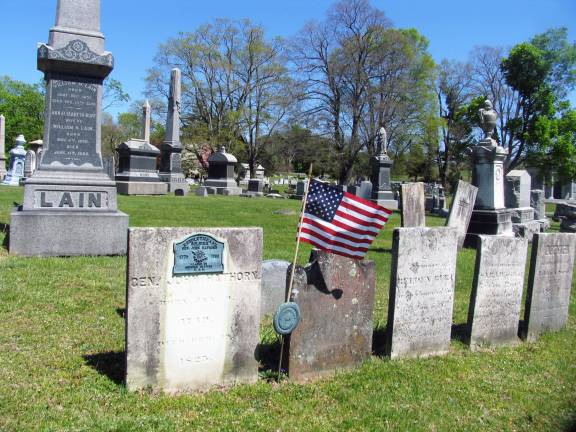 Vets and Scouts place flags at Warwick and St. Stephens Cemeteries in preparation for Memorial Day ceremonies The grave site of Revolutionary hero General John Hathorn is in Warwick Cemetery.