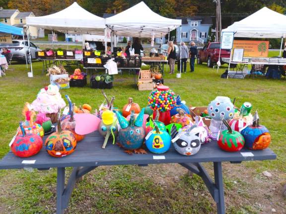 The many colorful pumpkins decorated by Golden Hill students this year.