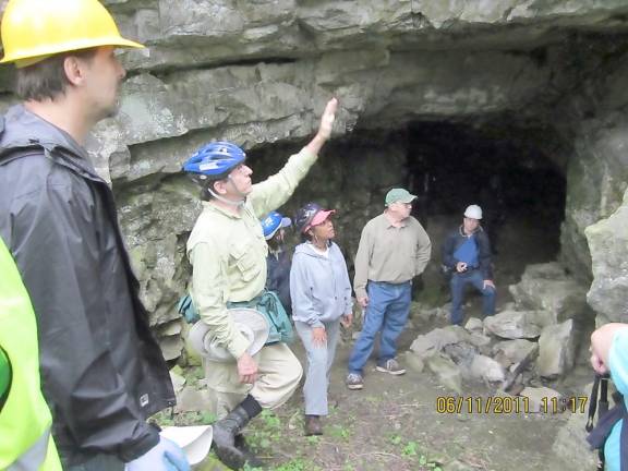 At the entrance to one of the Dutchess Quarry Caves